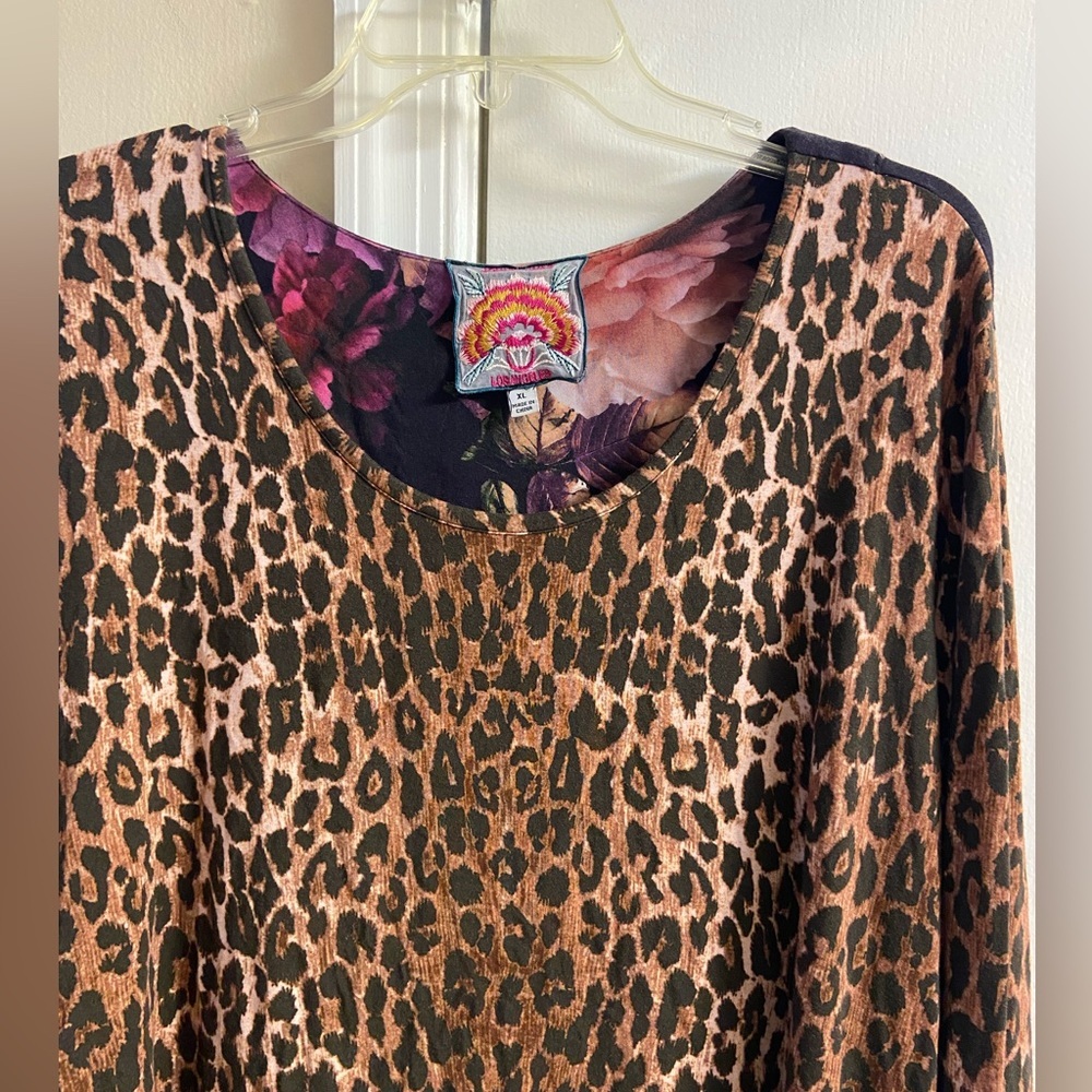 Johnny Was Regal Rose Leopard Print‎ Bamboo Top XL - Picture 6 of 9
